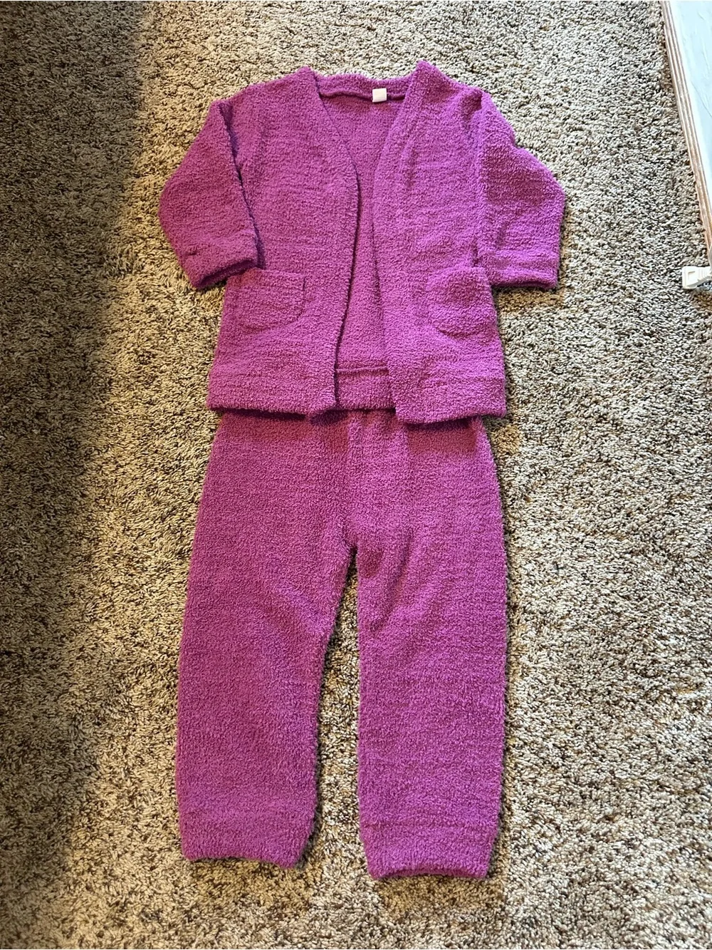 Cozy Kids Plush Pajama Set - Purple 5Y
